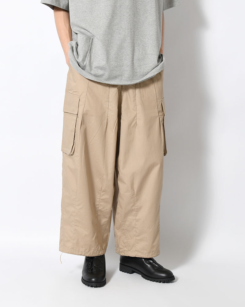 ORGANIC COTTON BROADCLOTH CARGO PANTS -BEIGE-