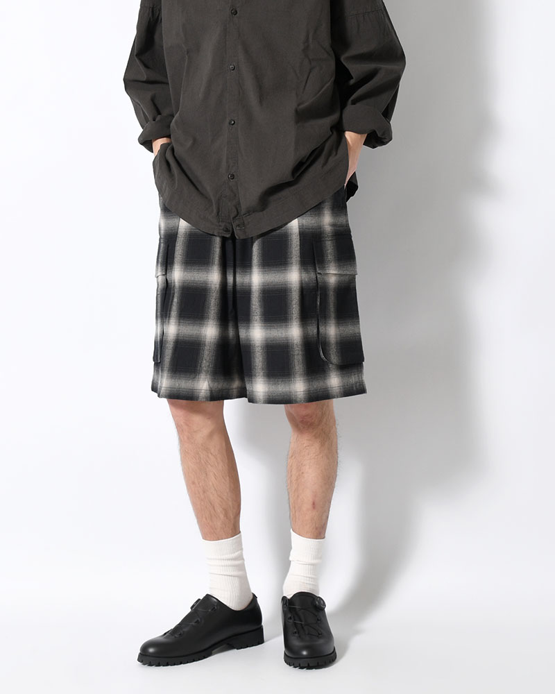 ORGANIC COTTON FLANNEL CHECK CARGO SP -BLACK-