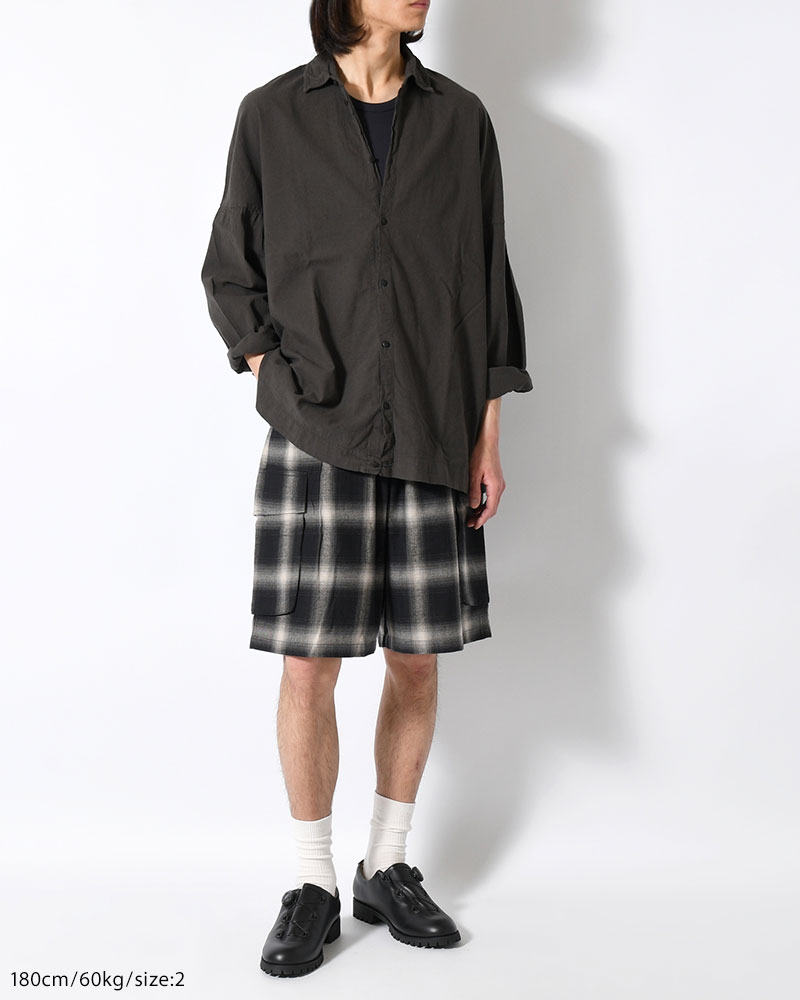 ORGANIC COTTON FLANNEL CHECK CARGO SP -BLACK-