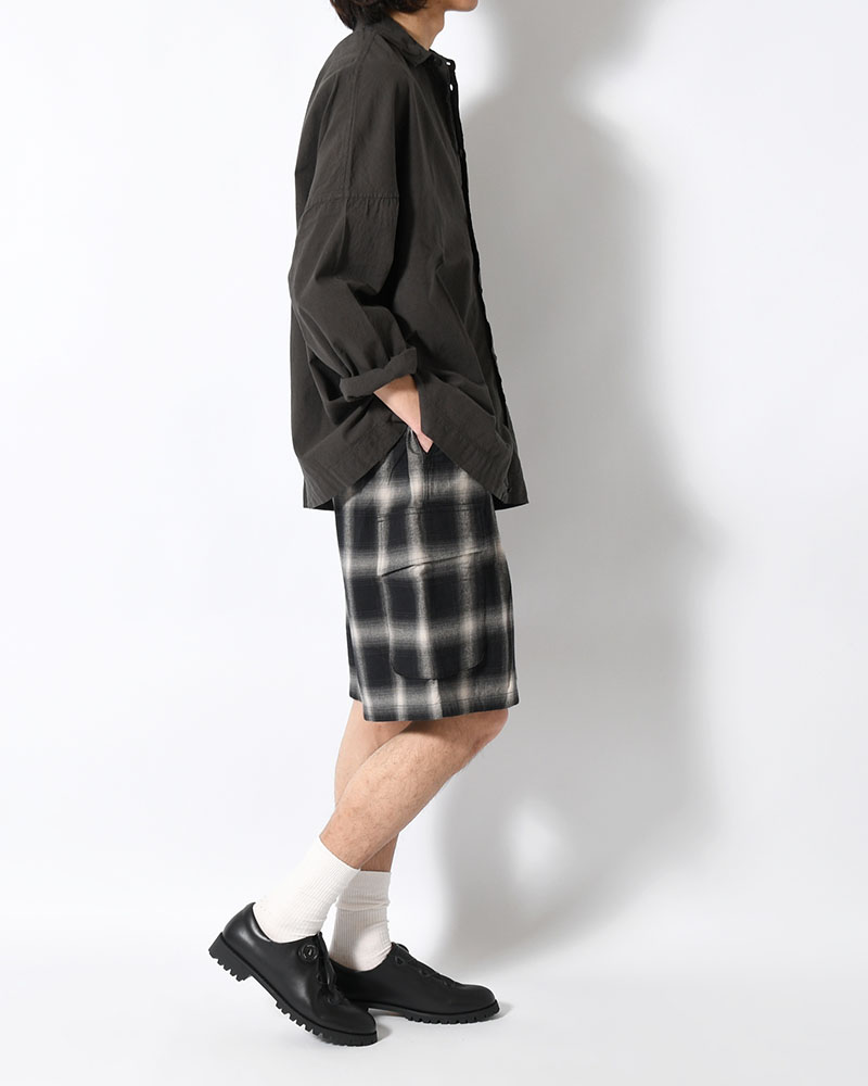 ORGANIC COTTON FLANNEL CHECK CARGO SP -BLACK-