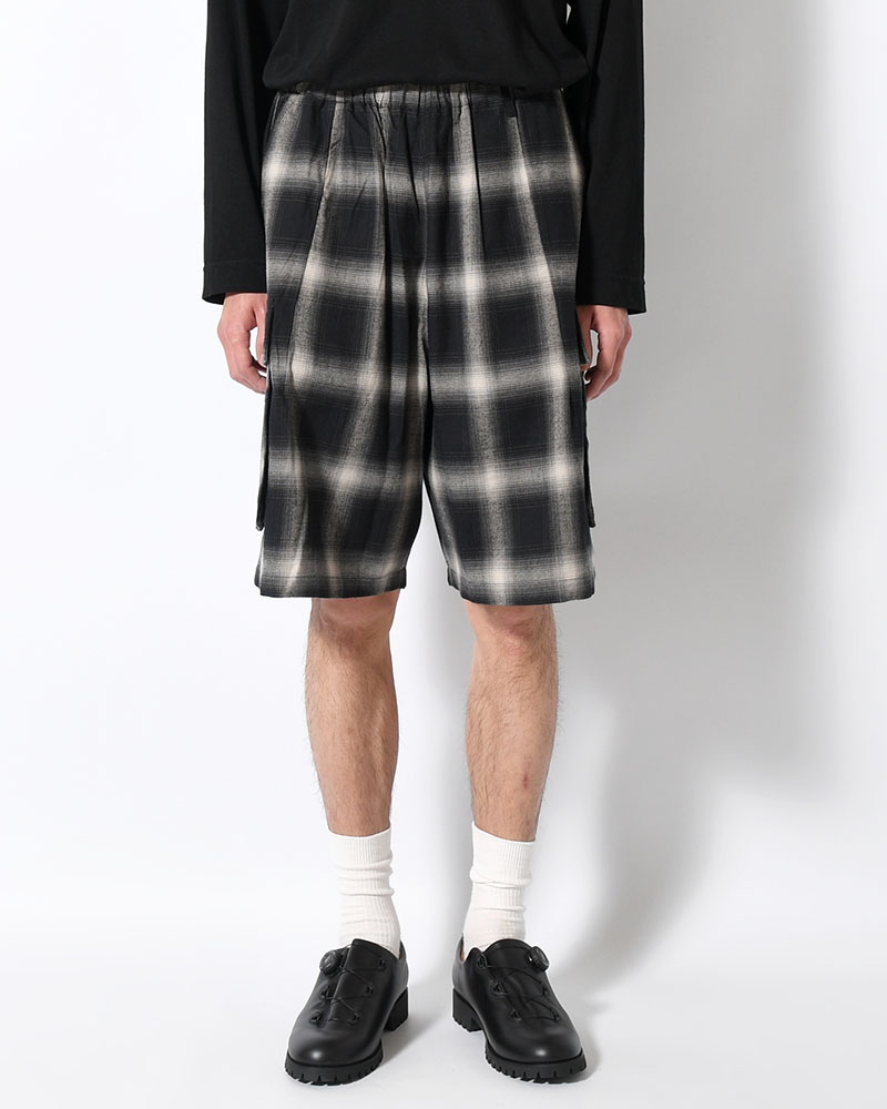 ORGANIC COTTON FLANNEL CHECK CARGO SP -BLACK-