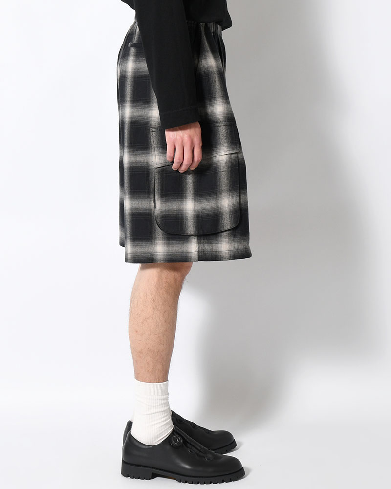 ORGANIC COTTON FLANNEL CHECK CARGO SP -BLACK-