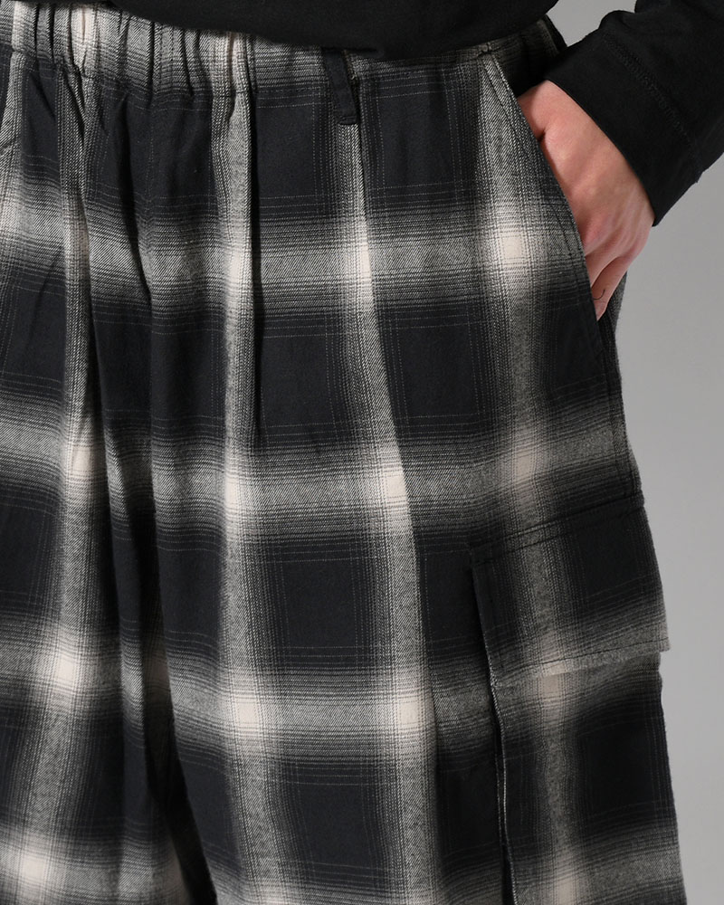 ORGANIC COTTON FLANNEL CHECK CARGO SP -BLACK-