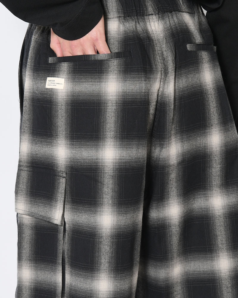 ORGANIC COTTON FLANNEL CHECK CARGO SP -BLACK-