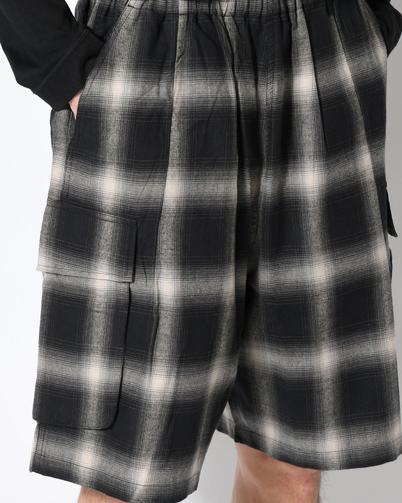 ORGANIC COTTON FLANNEL CHECK CARGO SP -BLACK-