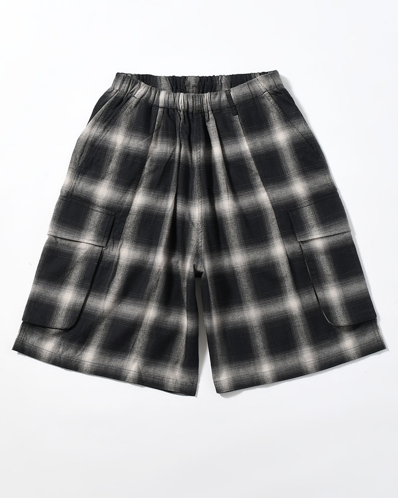 ORGANIC COTTON FLANNEL CHECK CARGO SP -BLACK-