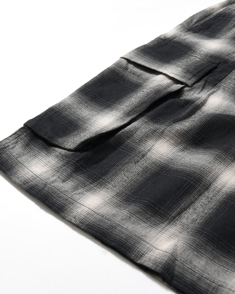 ORGANIC COTTON FLANNEL CHECK CARGO SP -BLACK-