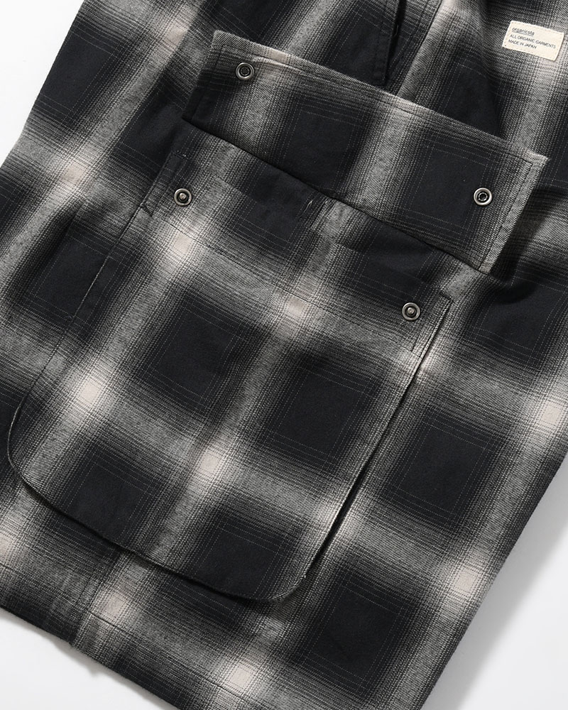 ORGANIC COTTON FLANNEL CHECK CARGO SP -BLACK-
