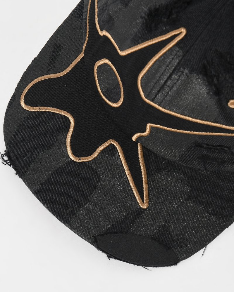 DISTRESSED URCHIN TAG BASEBALL CAP -BLACK WASH-