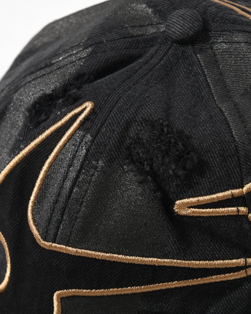DISTRESSED URCHIN TAG BASEBALL CAP -BLACK WASH-