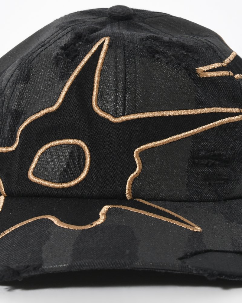 DISTRESSED URCHIN TAG BASEBALL CAP -BLACK WASH-