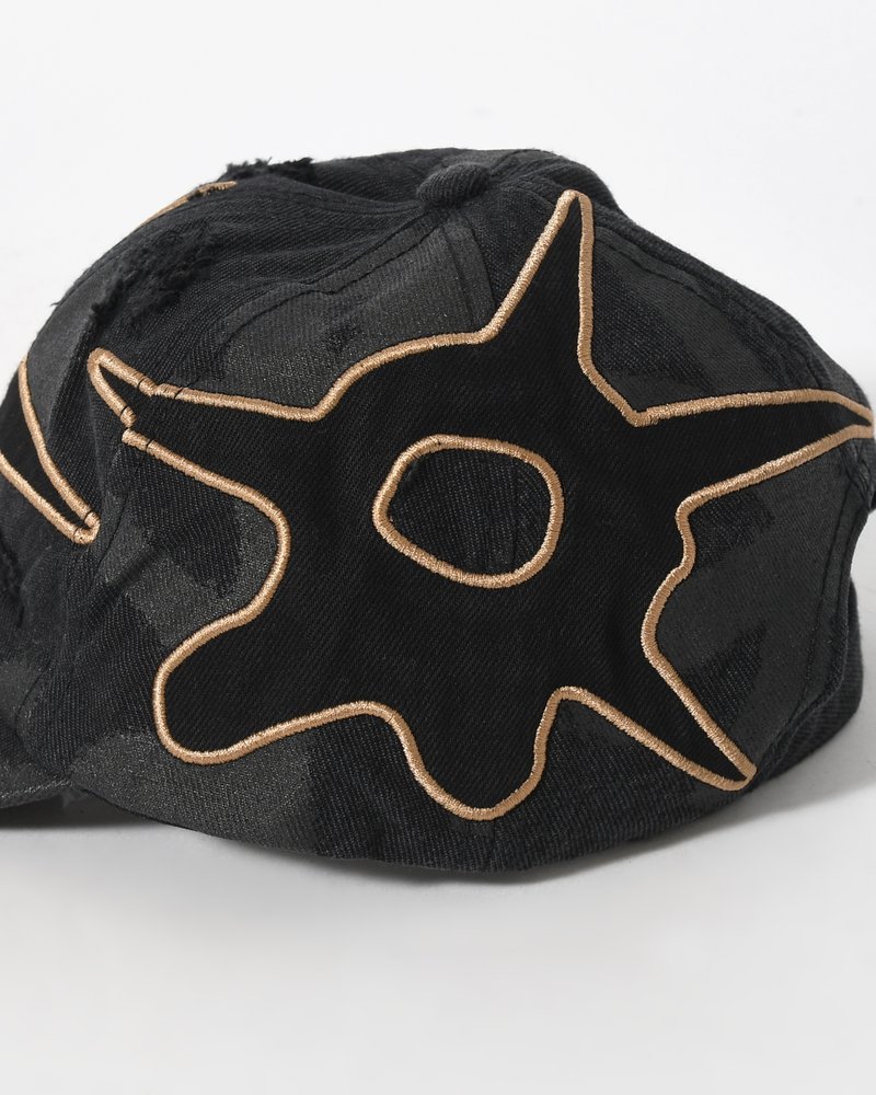DISTRESSED URCHIN TAG BASEBALL CAP -BLACK WASH-
