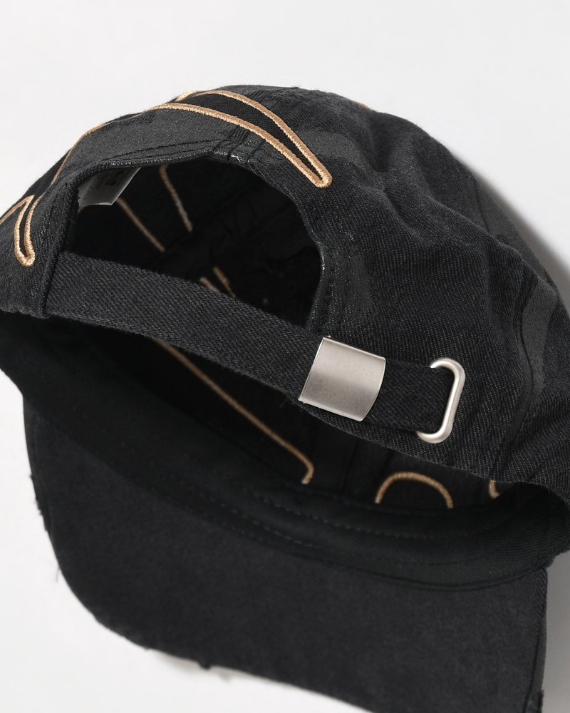 DISTRESSED URCHIN TAG BASEBALL CAP -BLACK WASH-