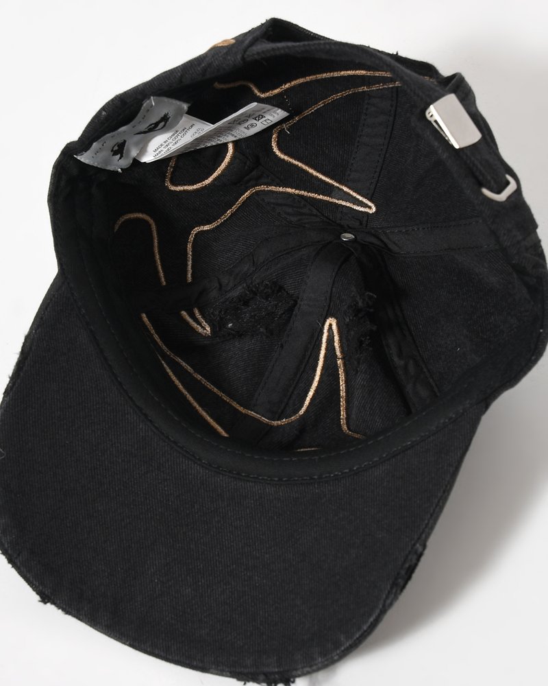 DISTRESSED URCHIN TAG BASEBALL CAP -BLACK WASH-