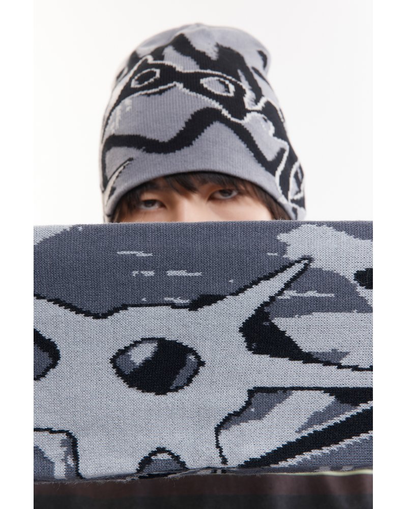 MULTI SHOT URCHIN BONNET SCARF -GREYS-