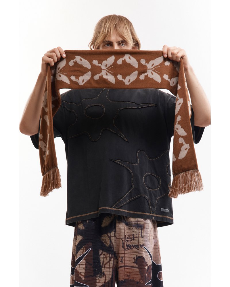 KALEIDOSCOPE BONNET SCARF -BROWN-