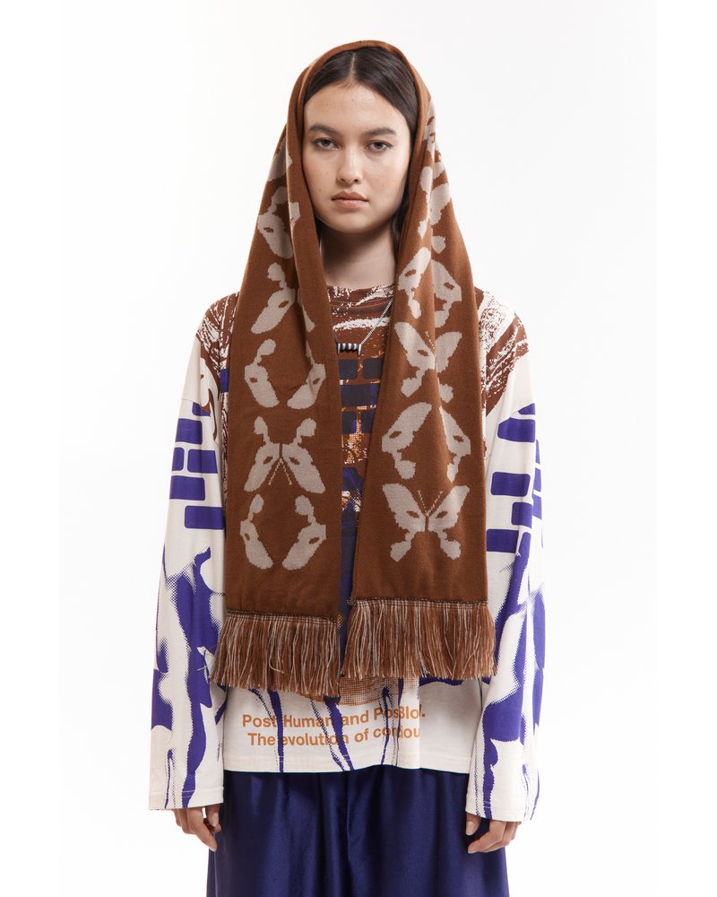 KALEIDOSCOPE BONNET SCARF -BROWN-