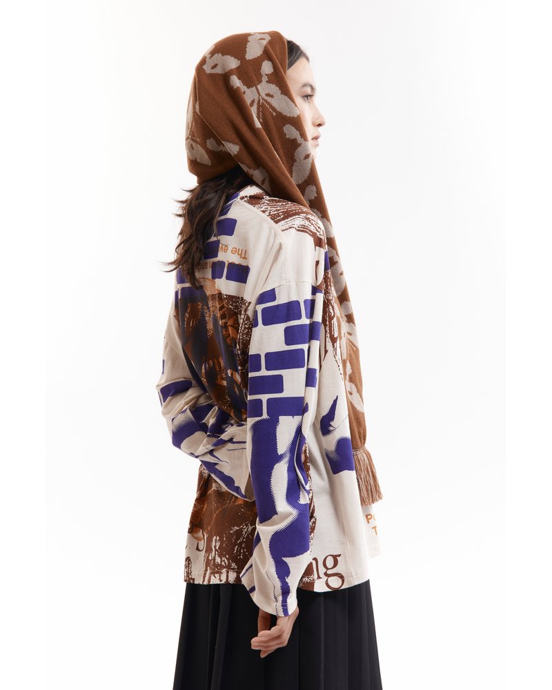 KALEIDOSCOPE BONNET SCARF -BROWN-