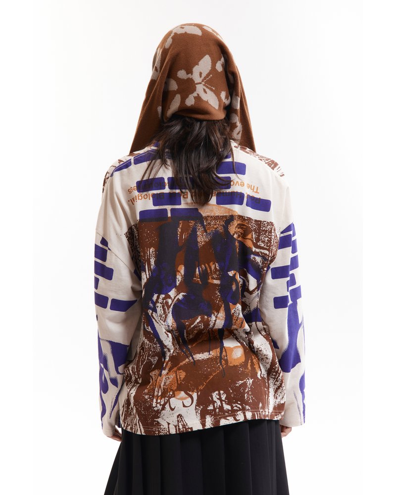 KALEIDOSCOPE BONNET SCARF -BROWN-