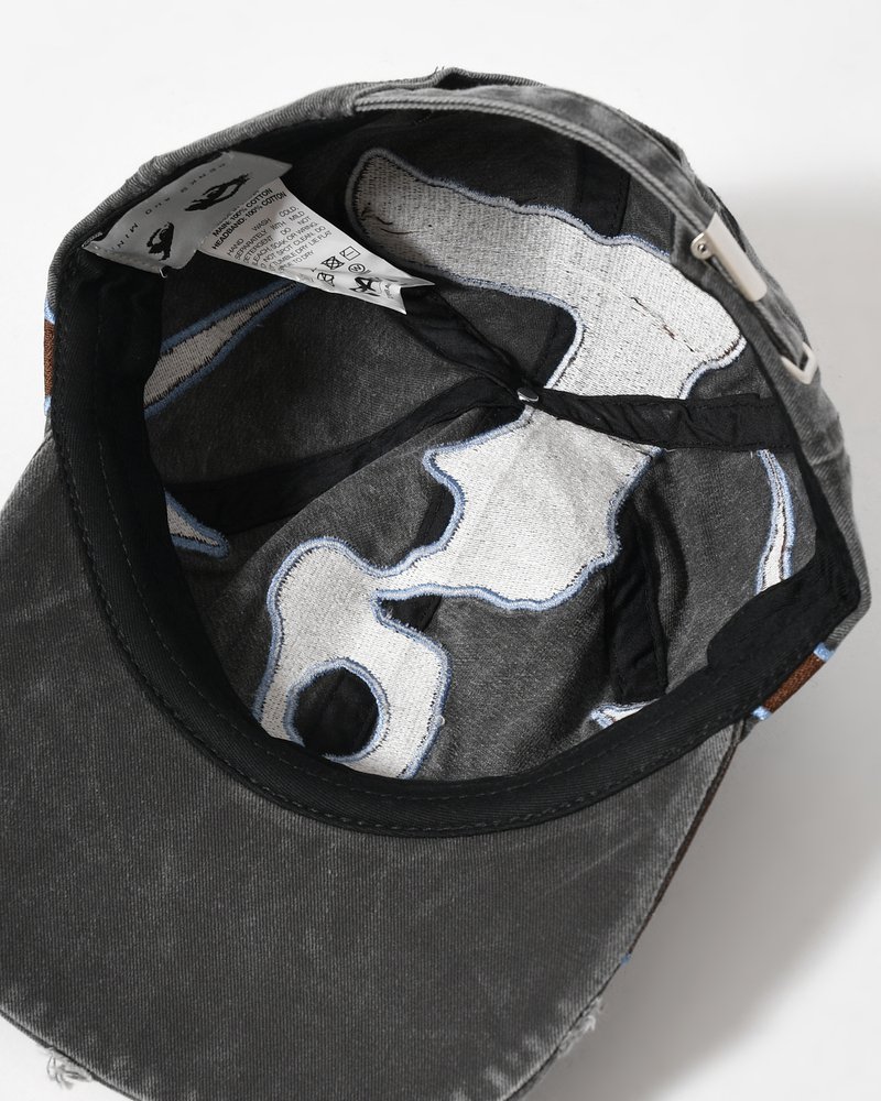 OUTLINE LOGO CAP -BLACK WASH-