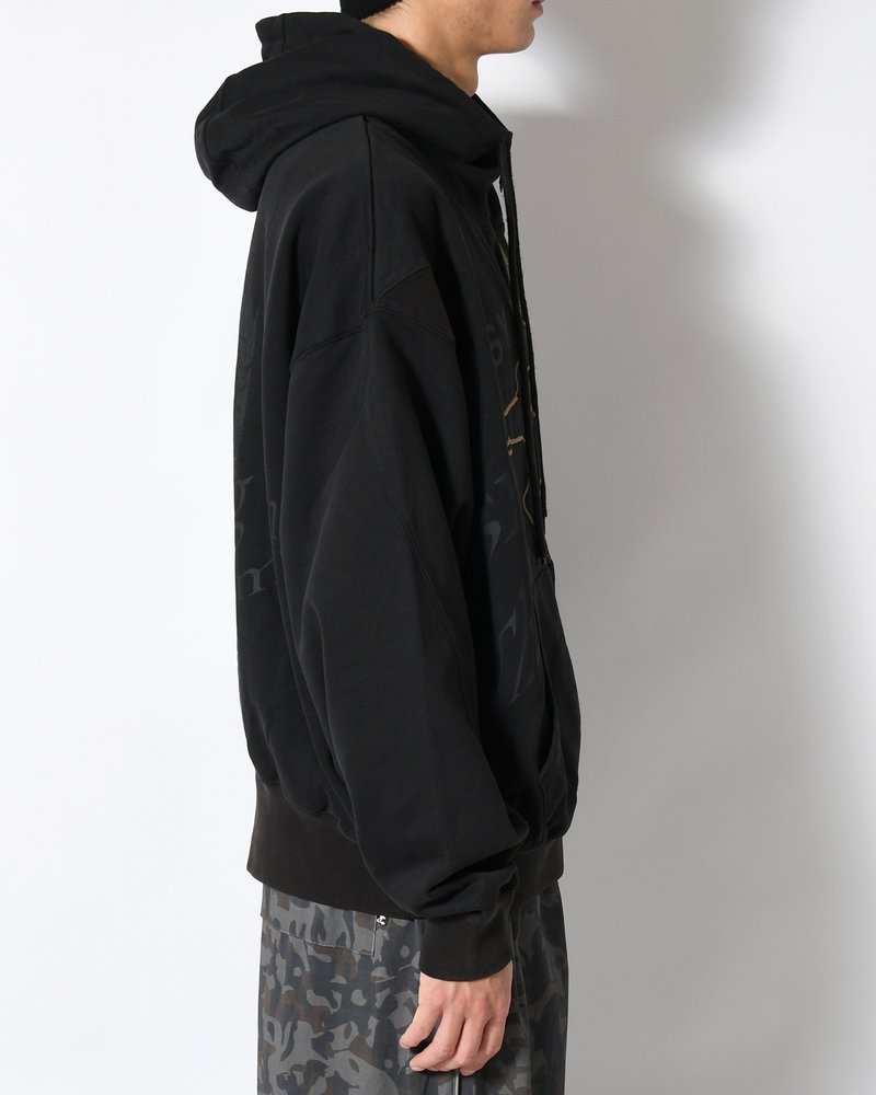 SHAPE SHIFT HOODED ZIP THRU SWEAT -BLACK WASH-