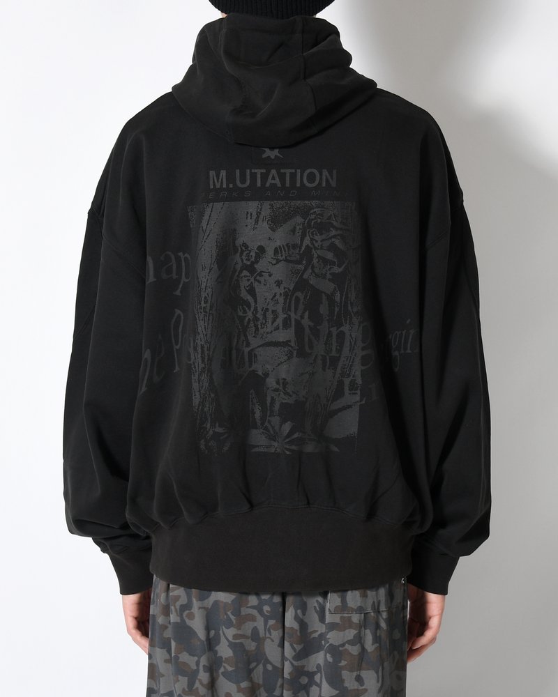 SHAPE SHIFT HOODED ZIP THRU SWEAT -BLACK WASH-