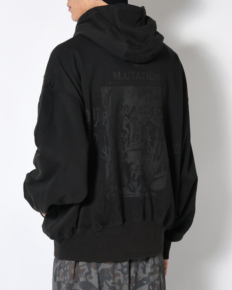 SHAPE SHIFT HOODED ZIP THRU SWEAT -BLACK WASH-