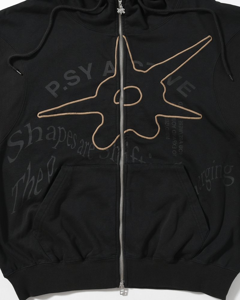 SHAPE SHIFT HOODED ZIP THRU SWEAT -BLACK WASH-