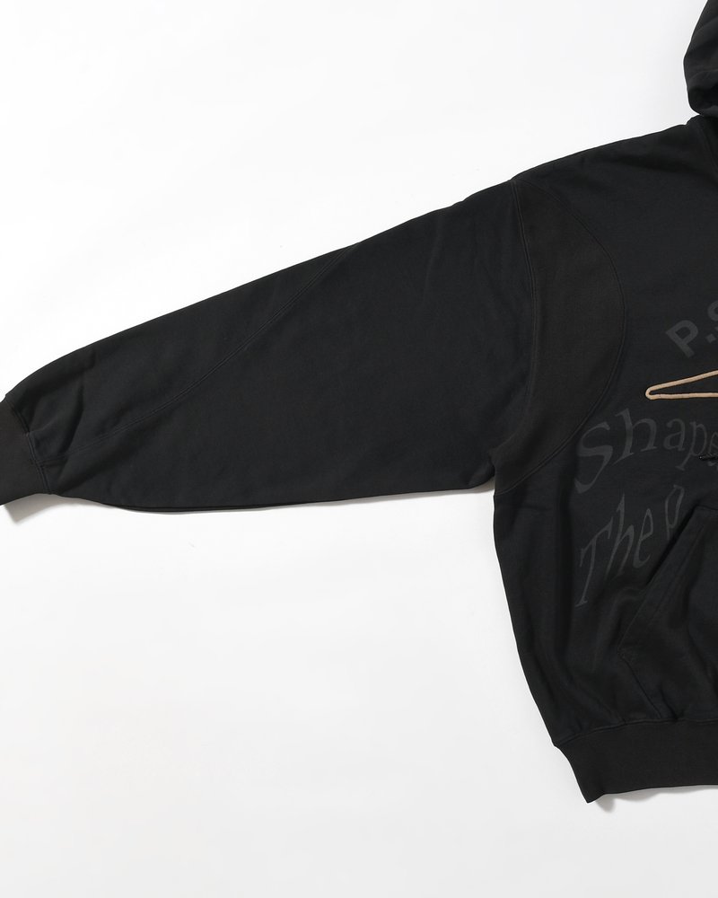 SHAPE SHIFT HOODED ZIP THRU SWEAT -BLACK WASH-