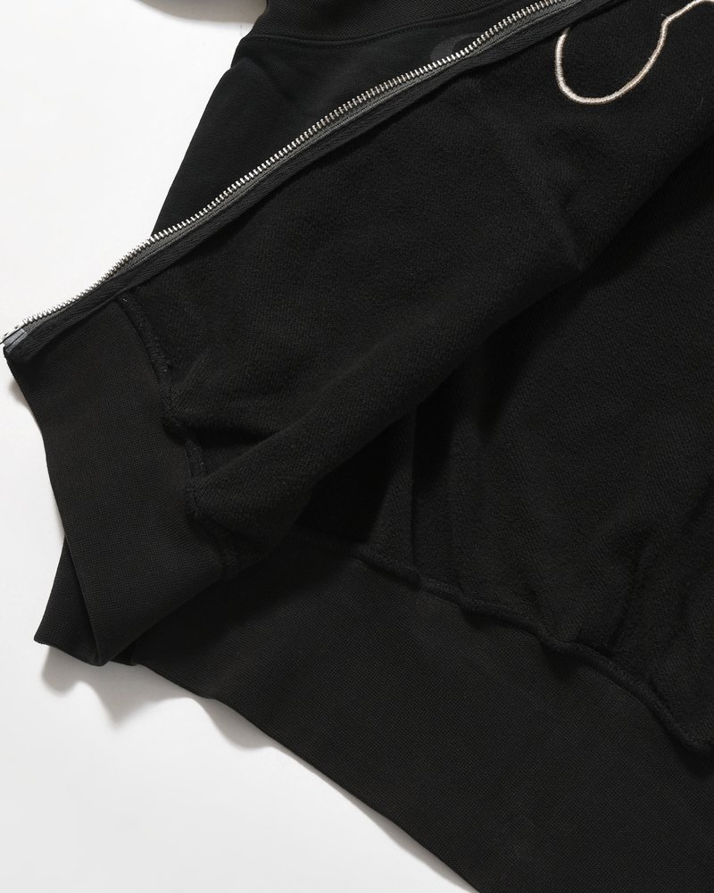 SHAPE SHIFT HOODED ZIP THRU SWEAT -BLACK WASH-