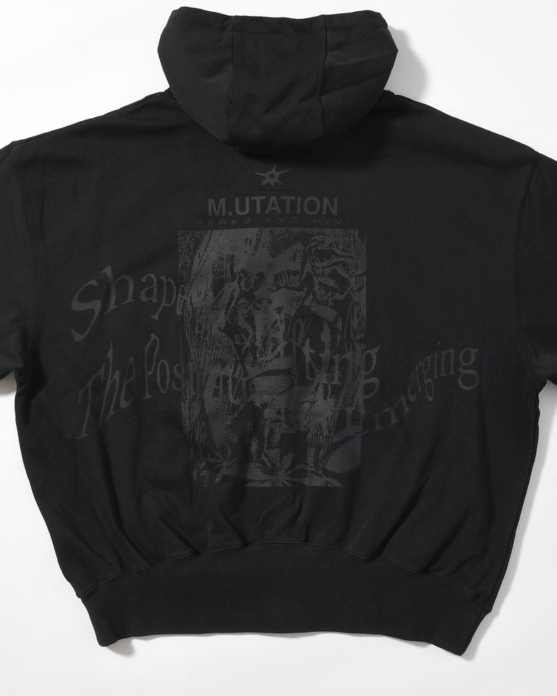 SHAPE SHIFT HOODED ZIP THRU SWEAT -BLACK WASH-