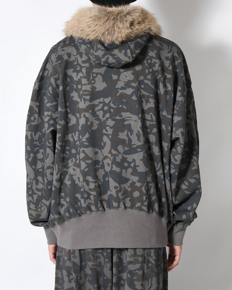 ABC FUR TRIM HOODED ZIP THRU SWEAT -ABC-