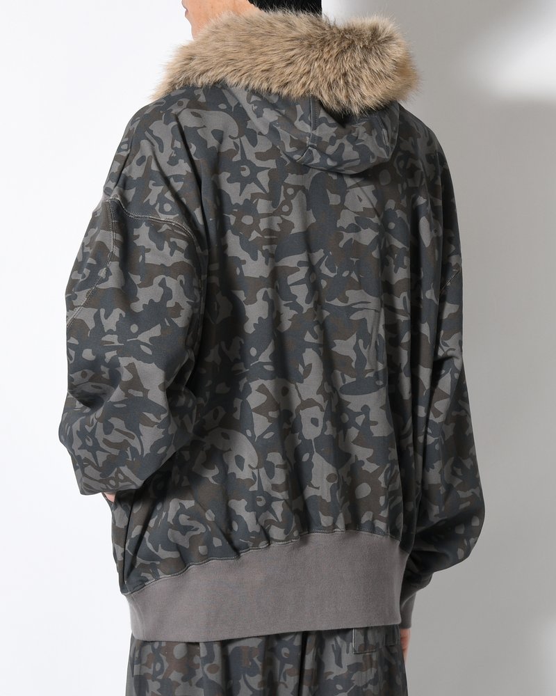 ABC FUR TRIM HOODED ZIP THRU SWEAT -ABC-