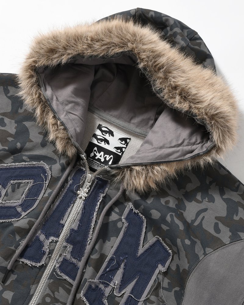 ABC FUR TRIM HOODED ZIP THRU SWEAT -ABC-