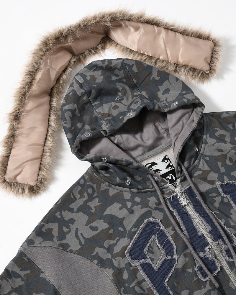 ABC FUR TRIM HOODED ZIP THRU SWEAT -ABC-