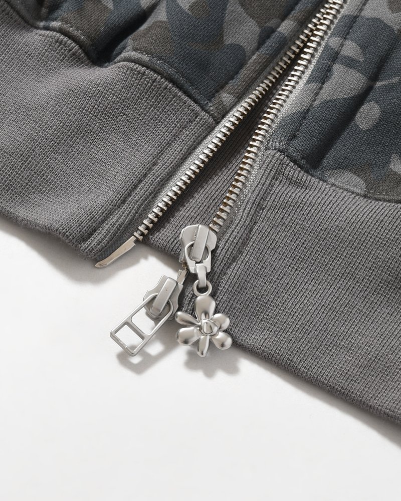 ABC FUR TRIM HOODED ZIP THRU SWEAT -ABC-