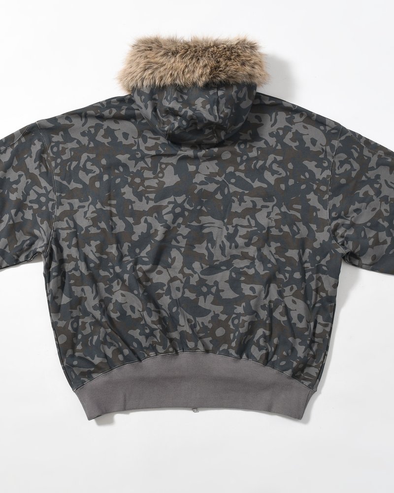 ABC FUR TRIM HOODED ZIP THRU SWEAT -ABC-