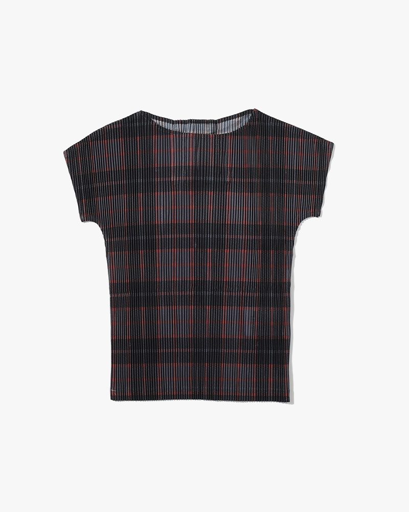 BODHI PLEATED TOP (Women) -GREY/CHECK-
