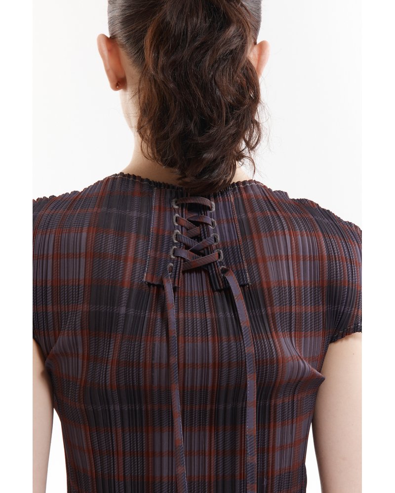 BODHI PLEATED TOP (Women) -GREY/CHECK-