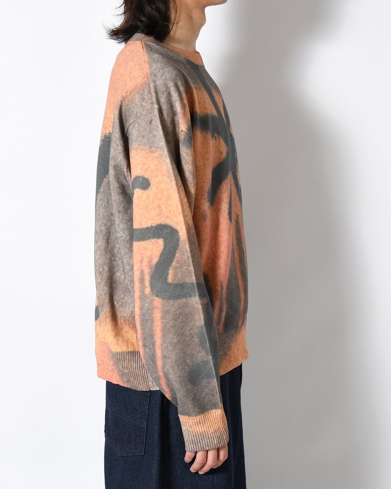 GETTING OVER PRINTED KNIT CREWNECK -MULTI-