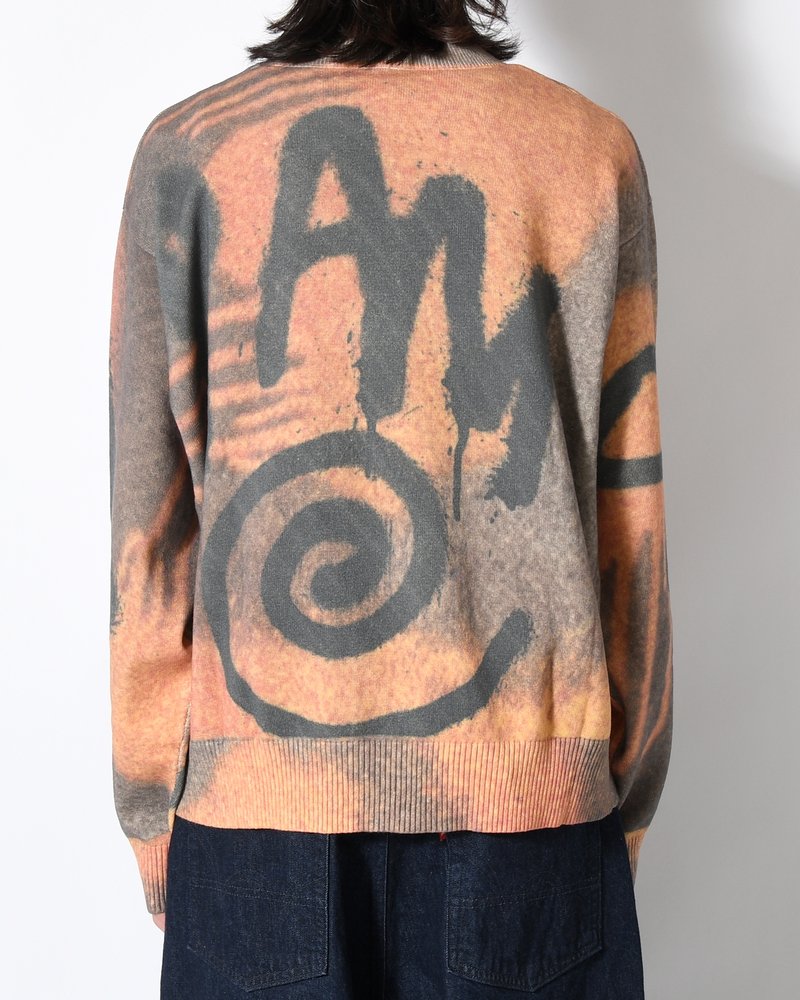GETTING OVER PRINTED KNIT CREWNECK -MULTI-