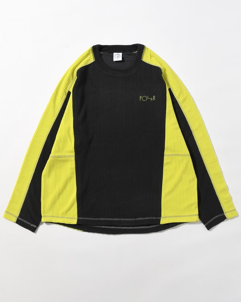 GRID FLEECE SWEATER -BLACK/CHARTREUSE-
