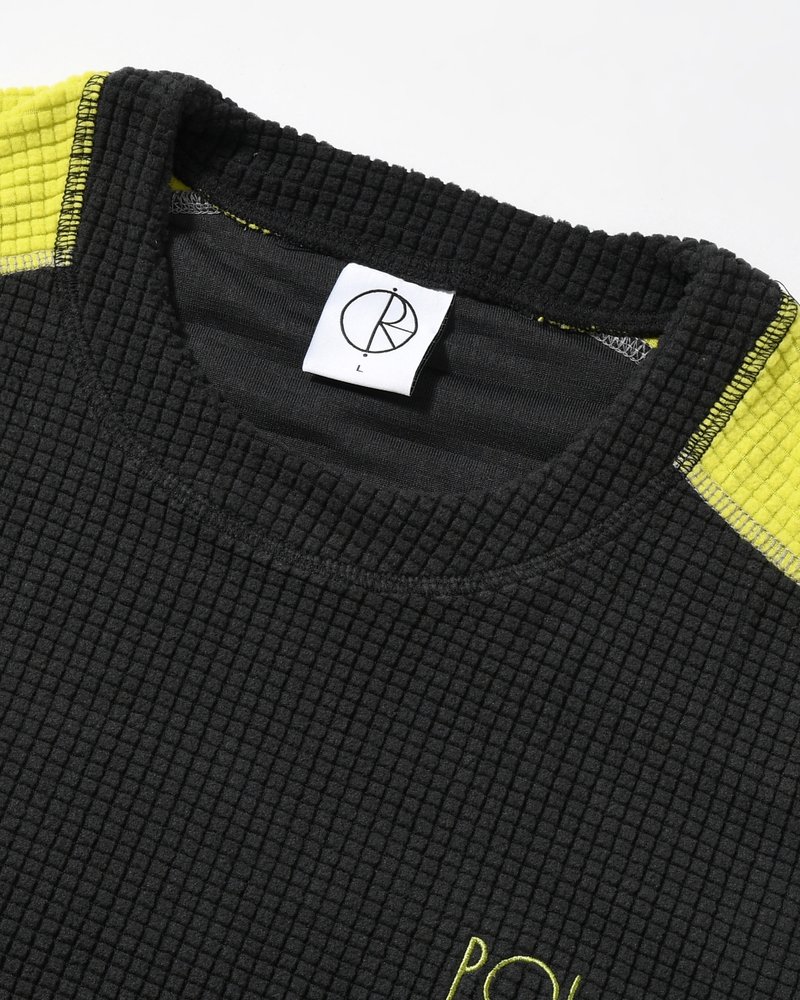 GRID FLEECE SWEATER -BLACK/CHARTREUSE-