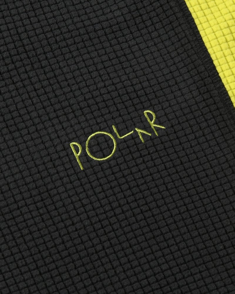 GRID FLEECE SWEATER -BLACK/CHARTREUSE-