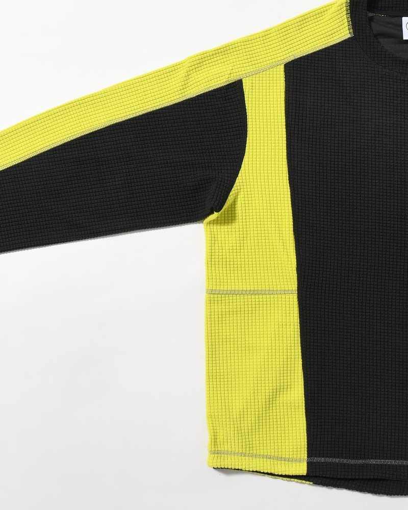 GRID FLEECE SWEATER -BLACK/CHARTREUSE-