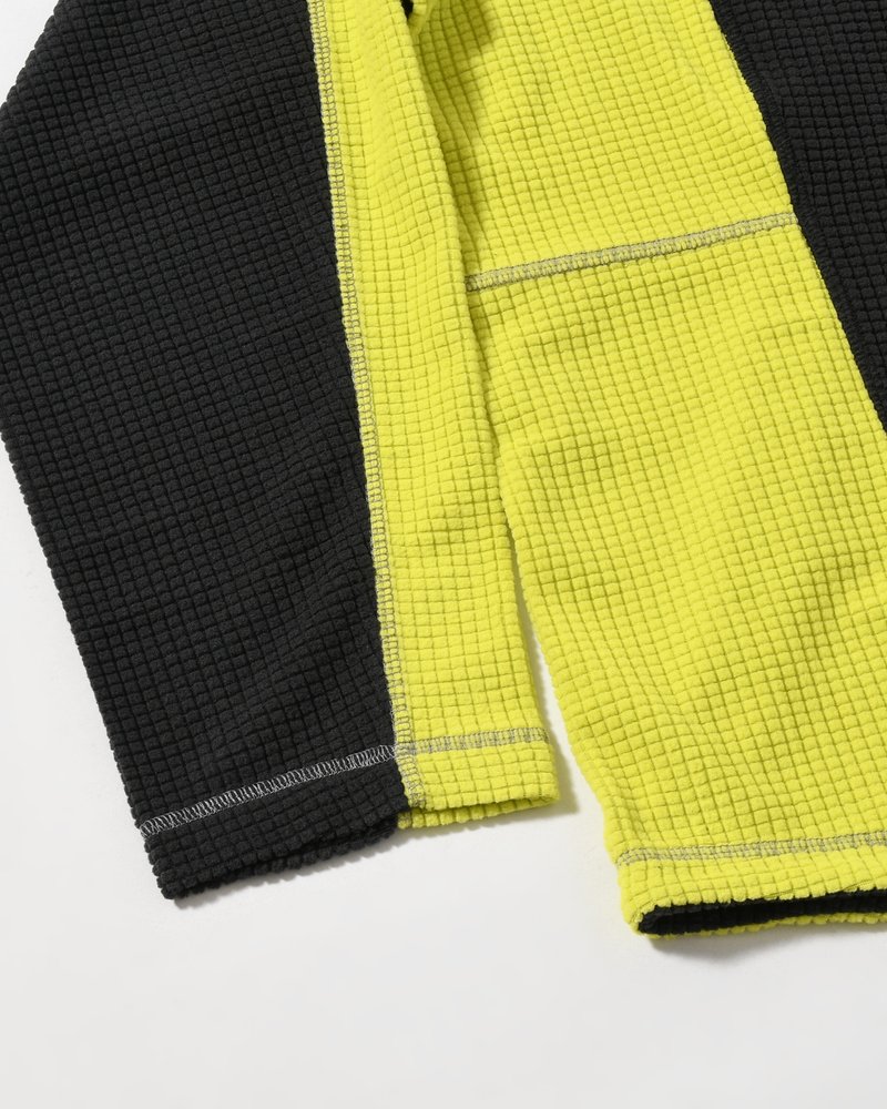 GRID FLEECE SWEATER -BLACK/CHARTREUSE-
