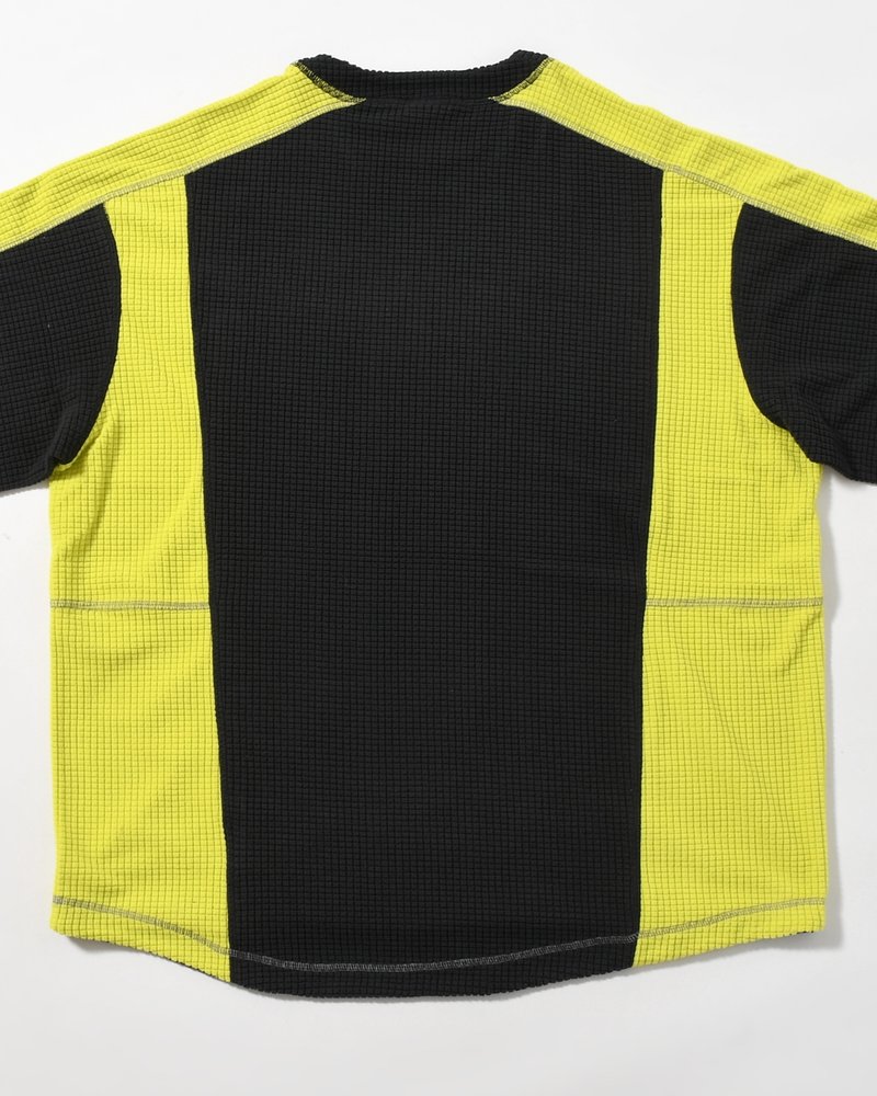 GRID FLEECE SWEATER -BLACK/CHARTREUSE-