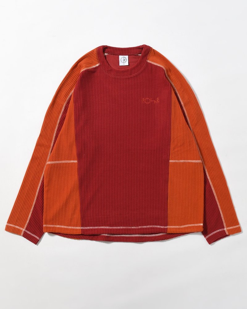 GRID FLEECE SWEATER -RED/ORANGE-