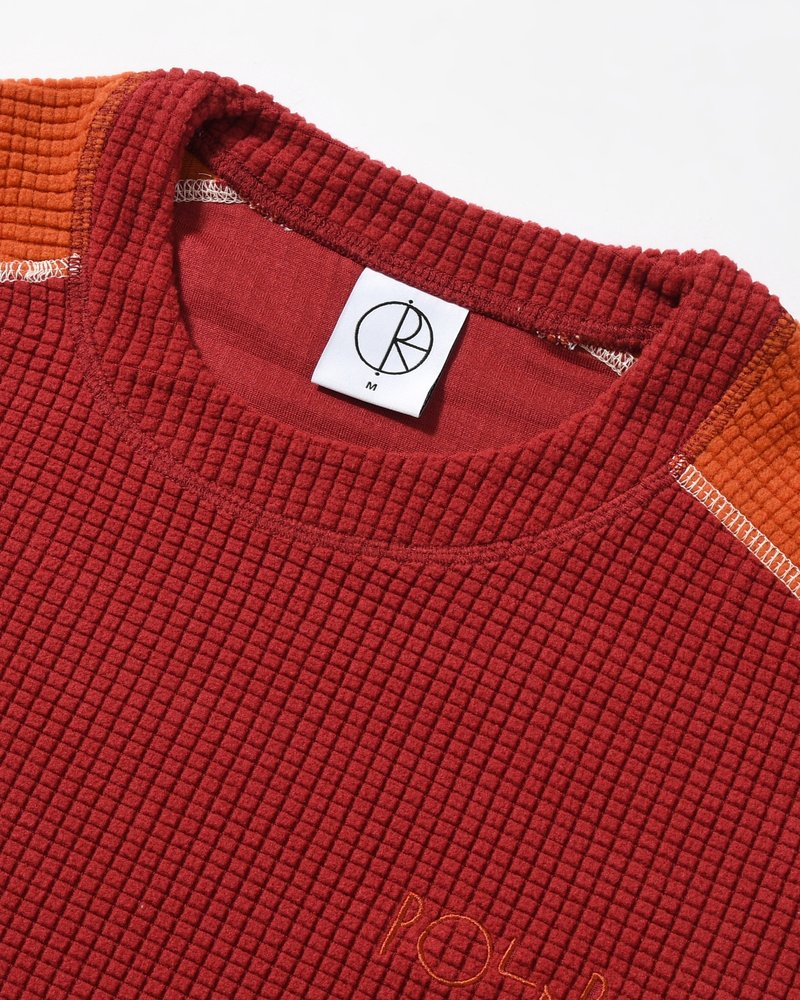 GRID FLEECE SWEATER -RED/ORANGE-