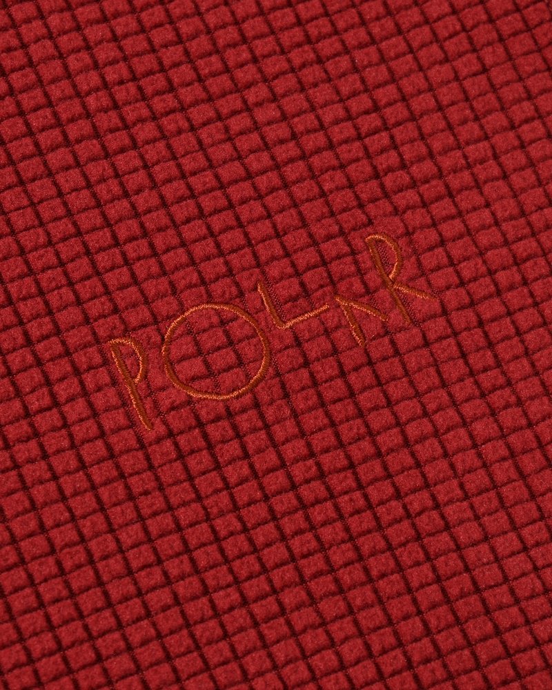 GRID FLEECE SWEATER -RED/ORANGE-